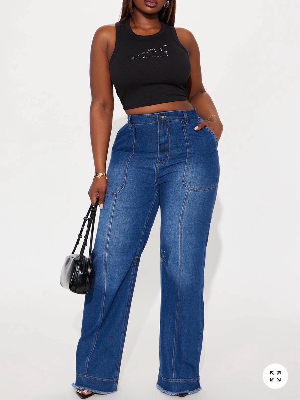 Fashion Nova Wide Leg High-Rise Blue Jeans
